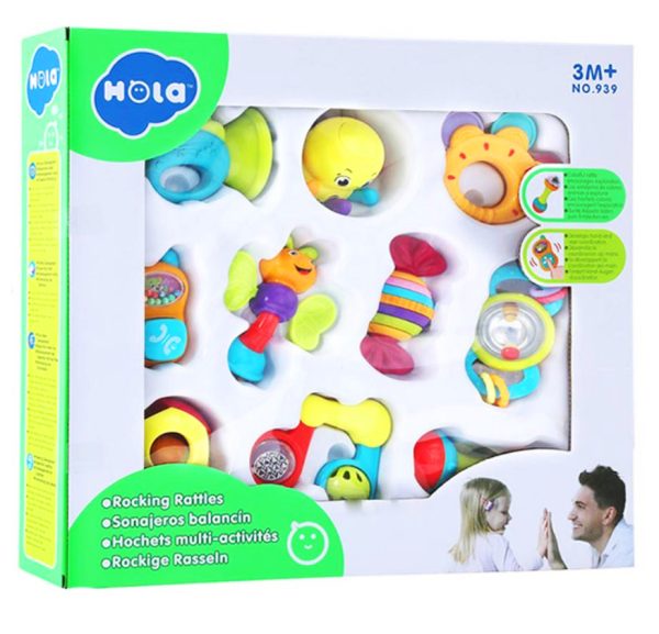 جغجغه و دندان‌گیر هولی تویز  939 - 10 عددی Huile Toys - Image 1