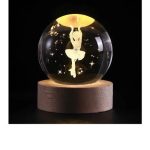 گوی شیشه ای لیزری 10 سانتی - طرح بالرین و ستاره