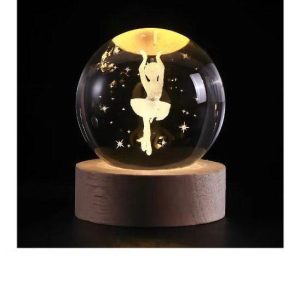 گوی شیشه ای لیزری 8 سانتی - طرح بالرین و ستاره