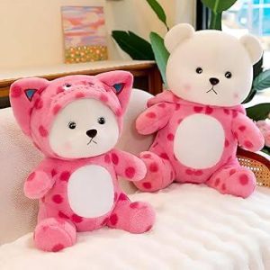 عروسک خرس لباس گربه ای 80 سانتی