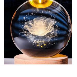 گوی لیزری شیشه ای 10 سانتی - طرح گل رز