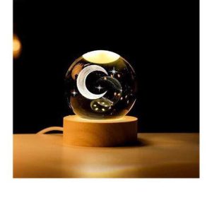 گوی شیشه ای لیزری 8 سانتی - طرح ماه و ستاره