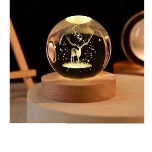 گوی شیشه ای لیزری 10 سانتی - طرح گوزن