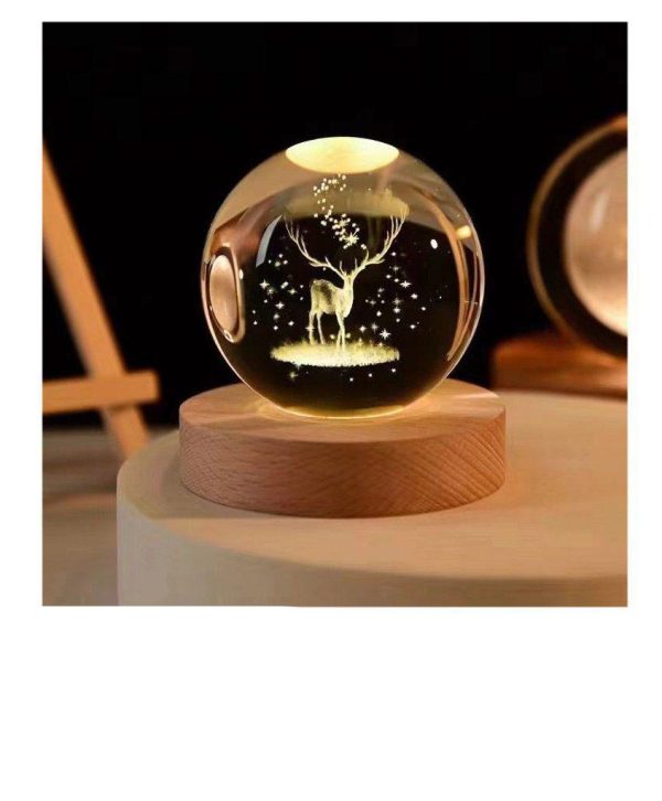 گوی شیشه ای لیزری 10 سانتی - طرح گوزن - Image 1