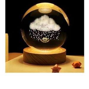 گوی شیشه ای لیزری 8 سانتی - طرح ابر بارانی