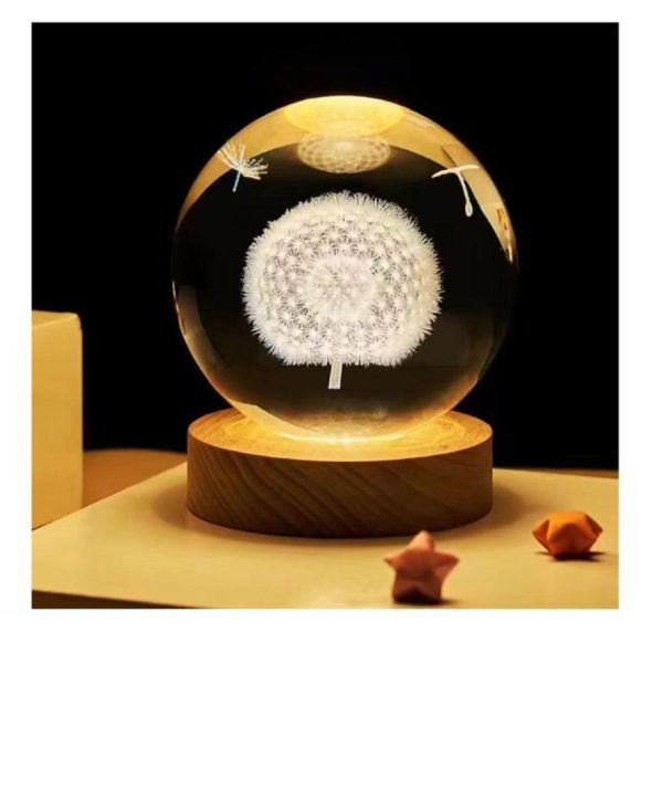 گوی شیشه ای لیزری 10 سانتی - طرح قاصدک - Image 1