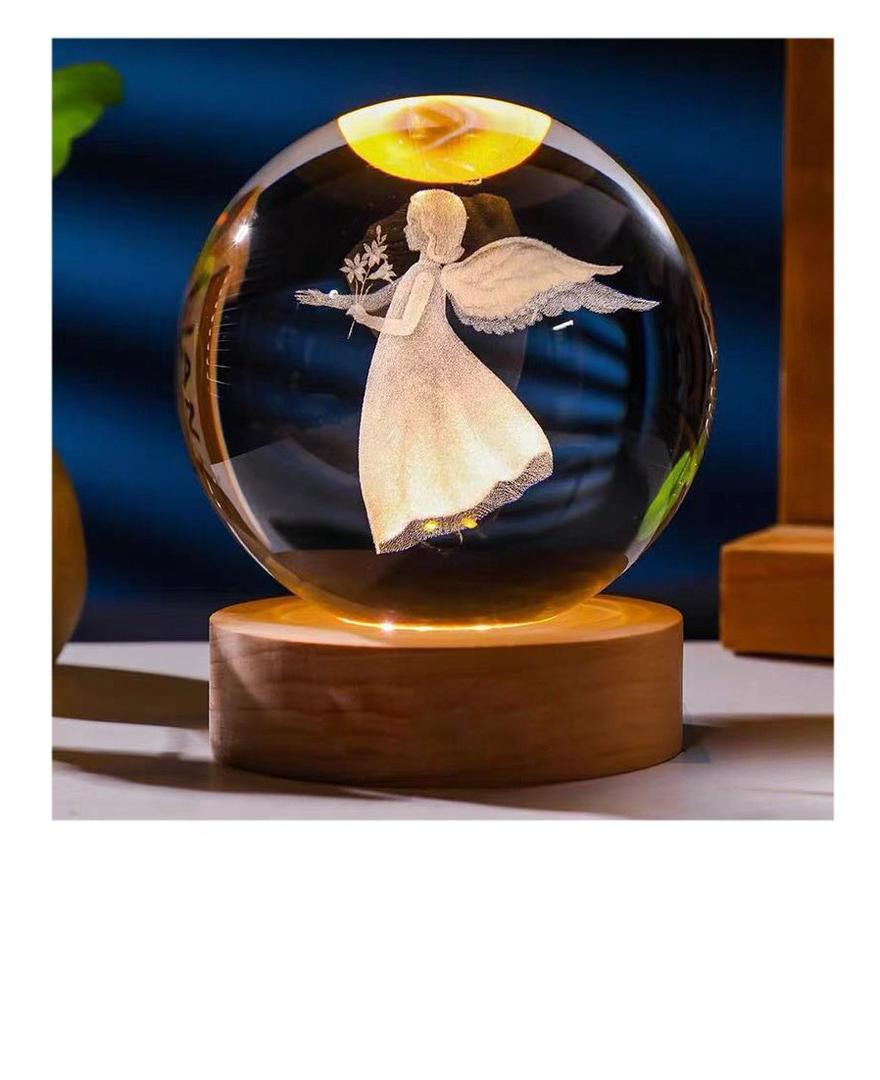 IMG-20250129-WA0107 گوی شیشه ای لیزری 10 سانتی - طرح فرشته - تصویر 1