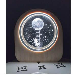 گوی شیشه ای لیزری طرح ماه و فضانورد