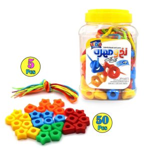 بازی فکری نخ و مهره رنگی رنگی 50تایی