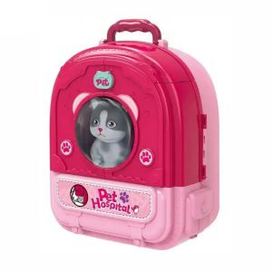 ست پزشکی حیوانات رنگ صورتی با گربه - کیف حیوانات008-997-2