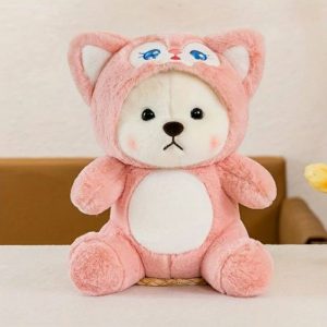 عروسک خرس لباس گربه ای 40 سانتی