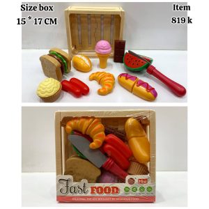 ست فست فود برشی با سبد چوبی