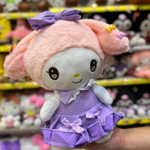 عروسک ملودی پاپیون به سر با لباس بنفش