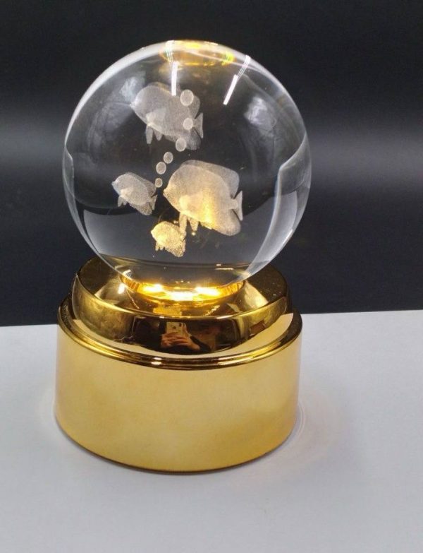 گوی لیزری چرخشی پایه طلایی اکواریوم - Image 1