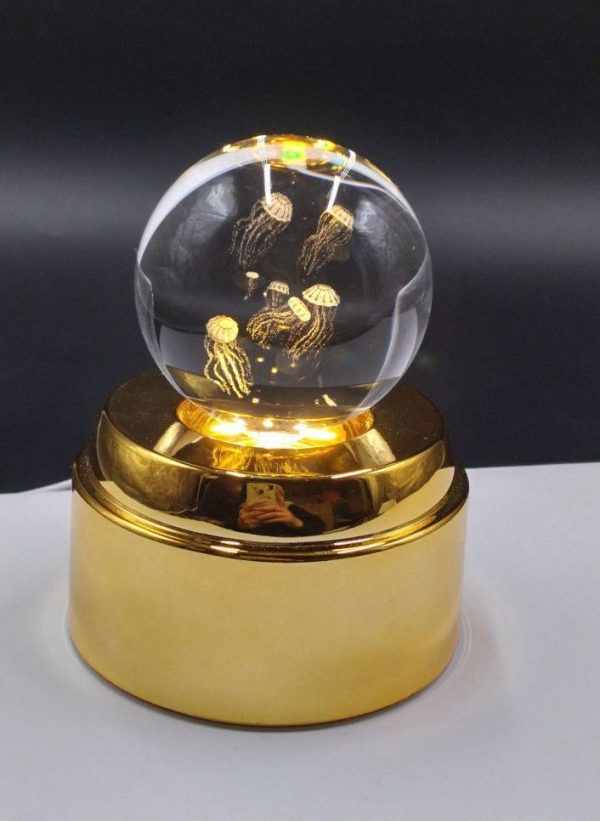 گوی لیزری چرخشی پایه طلایی عروس دریایی - Image 1