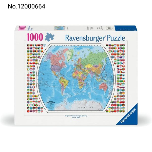 پازل رونزبرگر 1000 قطعه  نقشه جهان با پرچم کشورها | جغرافی و آموزشی - Image 1