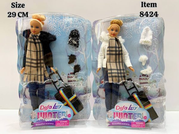 باربی با لباس زمستانی و چمدان دفا 8424 - Image 1