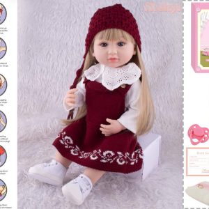 عروسک تمام سیلیکونی  هوشمندلباس زرشکی 5530