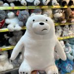 خرس کله فندقی نشسته 45 سانت سفید