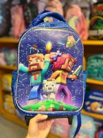 کوله پشتی چرخ دار طرح دار ماینکرافت 3 تیکه 6673