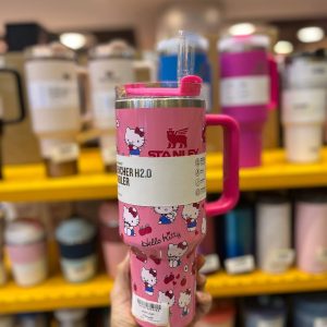 تراول ماگ استنلی(تامبلر) طرح کیتی صورتی 6658