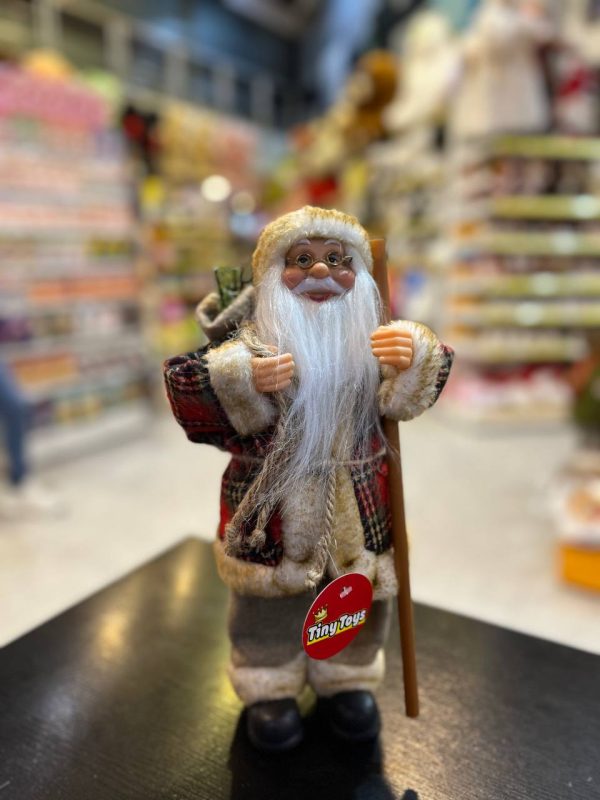 بابانوئل 30 سانت اورجینال طرح لباس چهارخونه - Image 1