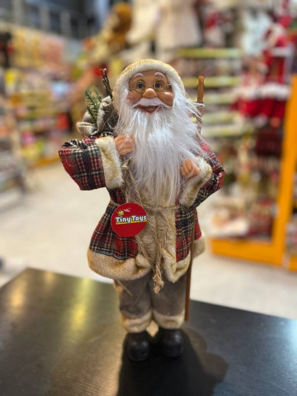 بابانوئل 45 سانت اورجینال طرح لباس چهارخونه - Image 1