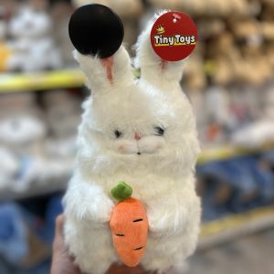 عروسک خرگوش ۲۵ سانت هویج دار سفید
