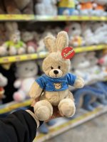 عروسک خرگوش نشسته لباس رنگی ۳۰ سانت - تصویر 2