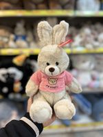 عروسک خرگوش نشسته لباس رنگی ۳۰ سانت - تصویر 3