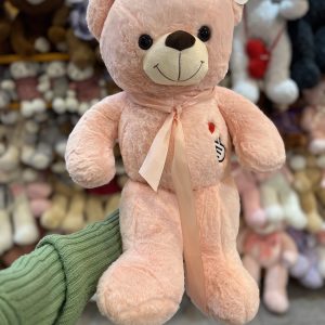 عروسک خرس قلب به سینه ۷۰ سانت صورتی