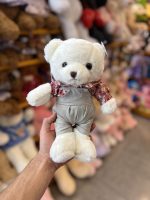عروسک خرس دختر و پسر لباس چهارخونه 100321 - تصویر 2