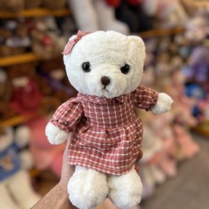 عروسک خرس دختر و پسر لباس چهارخونه