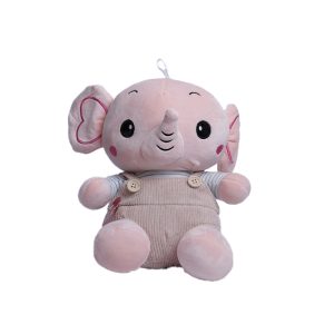 عروسک فیل نشسته گوش قلبی ۲۸ سانت صورتی