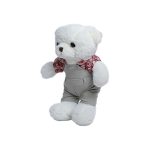 عروسک خرس دختر و پسر لباس چهار خونه 30سانت100321 - تصویر 2