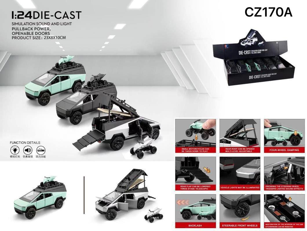 IMG_0156 ماشین عقب کش فلزی تسلا 1/24 کمپردار CZA170 - تصویر 1